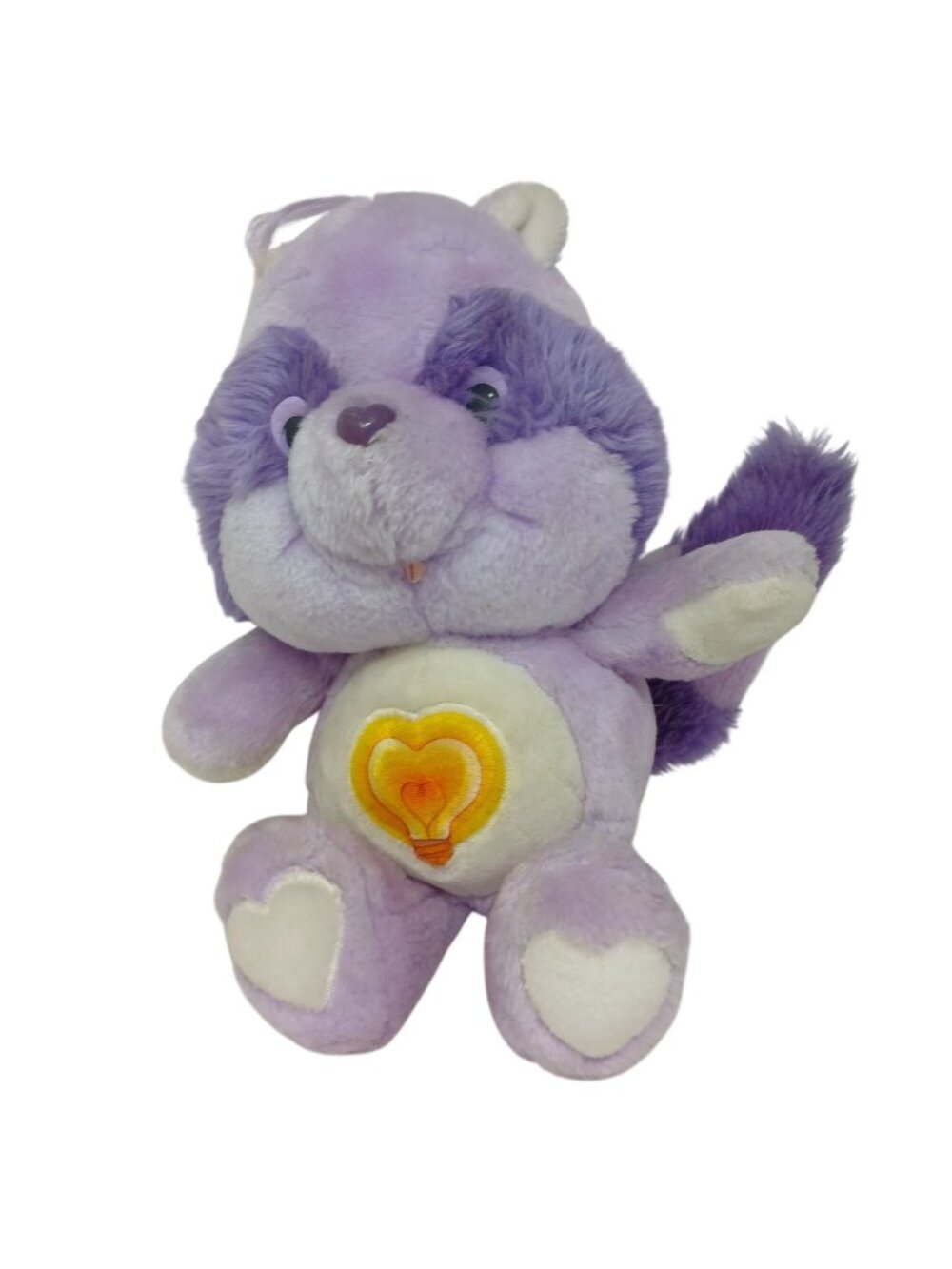 VTG 1984 Care Bear Cousins Bright Heart Raccoon Plush Toy Kenner Purple 13” #GR6
